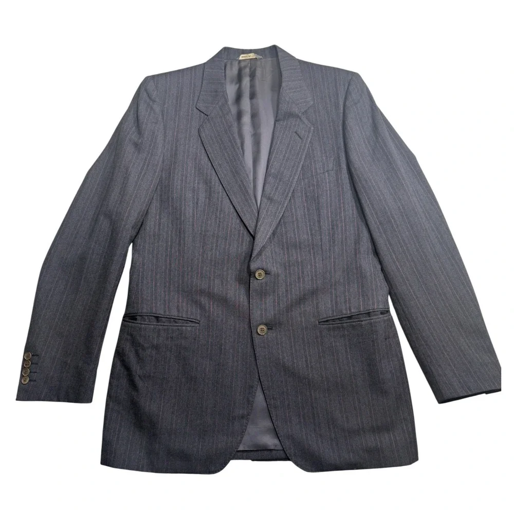 Canali Milano for Macy's Grey Red Pinstripe Blazer Sport Coat Made in Italy 42R